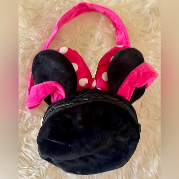 Disney Minnie Plush Purse Costume Bag Minnie Mouse Bow with zipper and strap - Picture 2 of 7